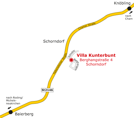 Anfahrtsskizze - Villa Kunterbunt in Schorndorf - Kinderbetreuung - Großtagespflegestelle